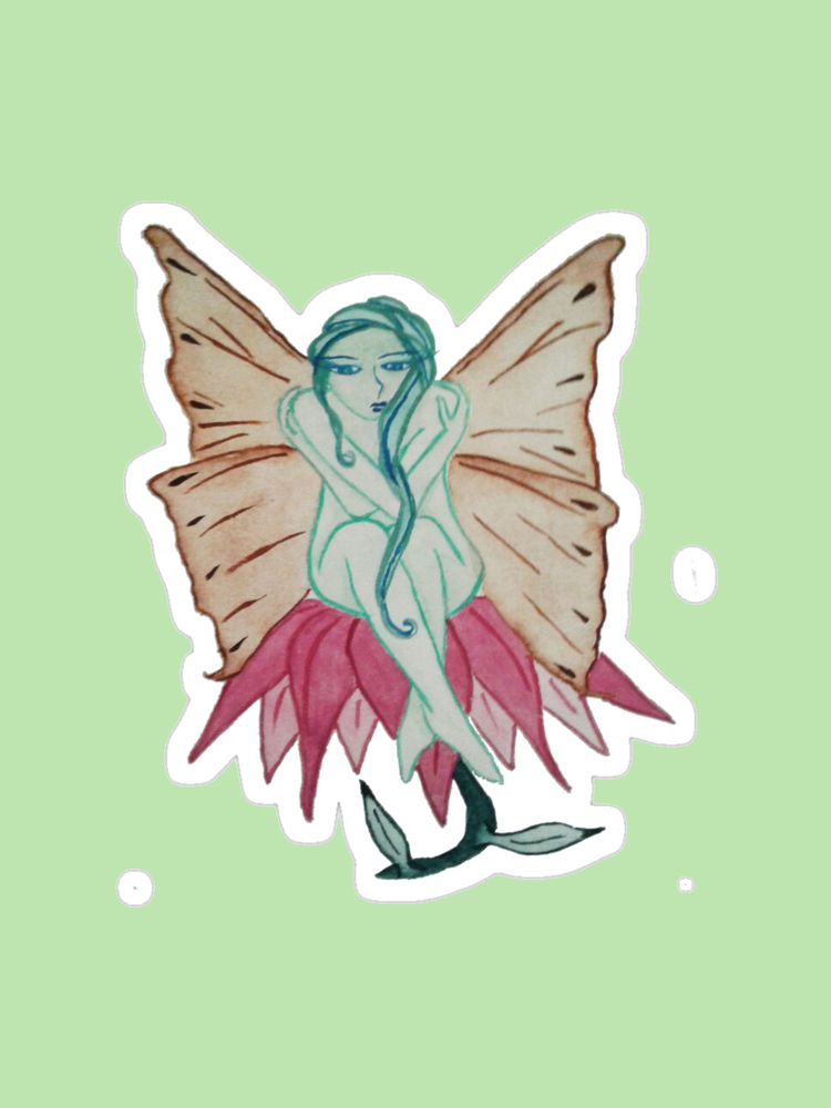 Buy Green Pink Fairy Sticker by Lily Blaze